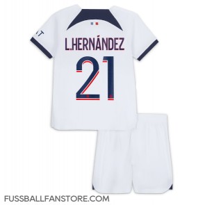 Paris Saint-Germain Lucas Hernandez #21 Replik Auswärtstrikot Kinder 2023-24 Kurzarm (+ Kurze Hosen)